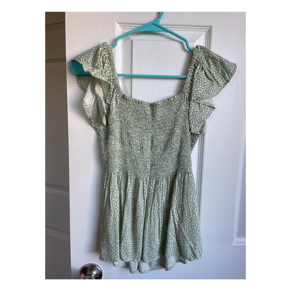 Green White Ruched Top - Picture 4 of 4